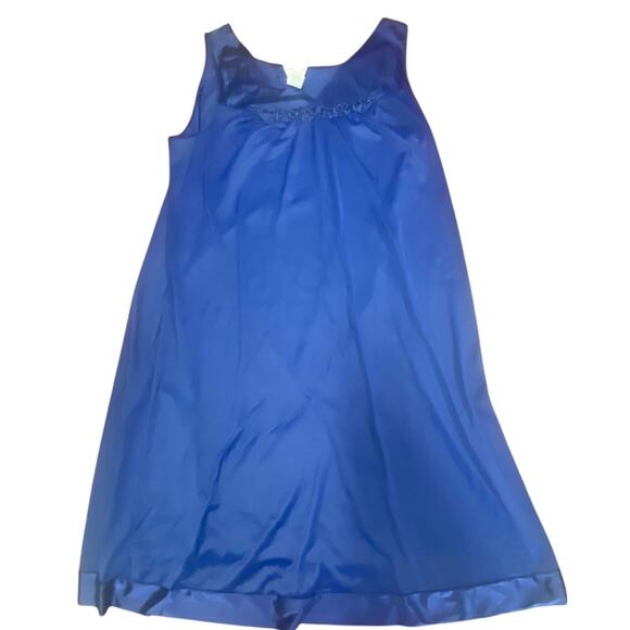 Vintage Vanity Fair Blue Nylon Nightgown Slip Dress - Size L (42) - Picture 1 of 4